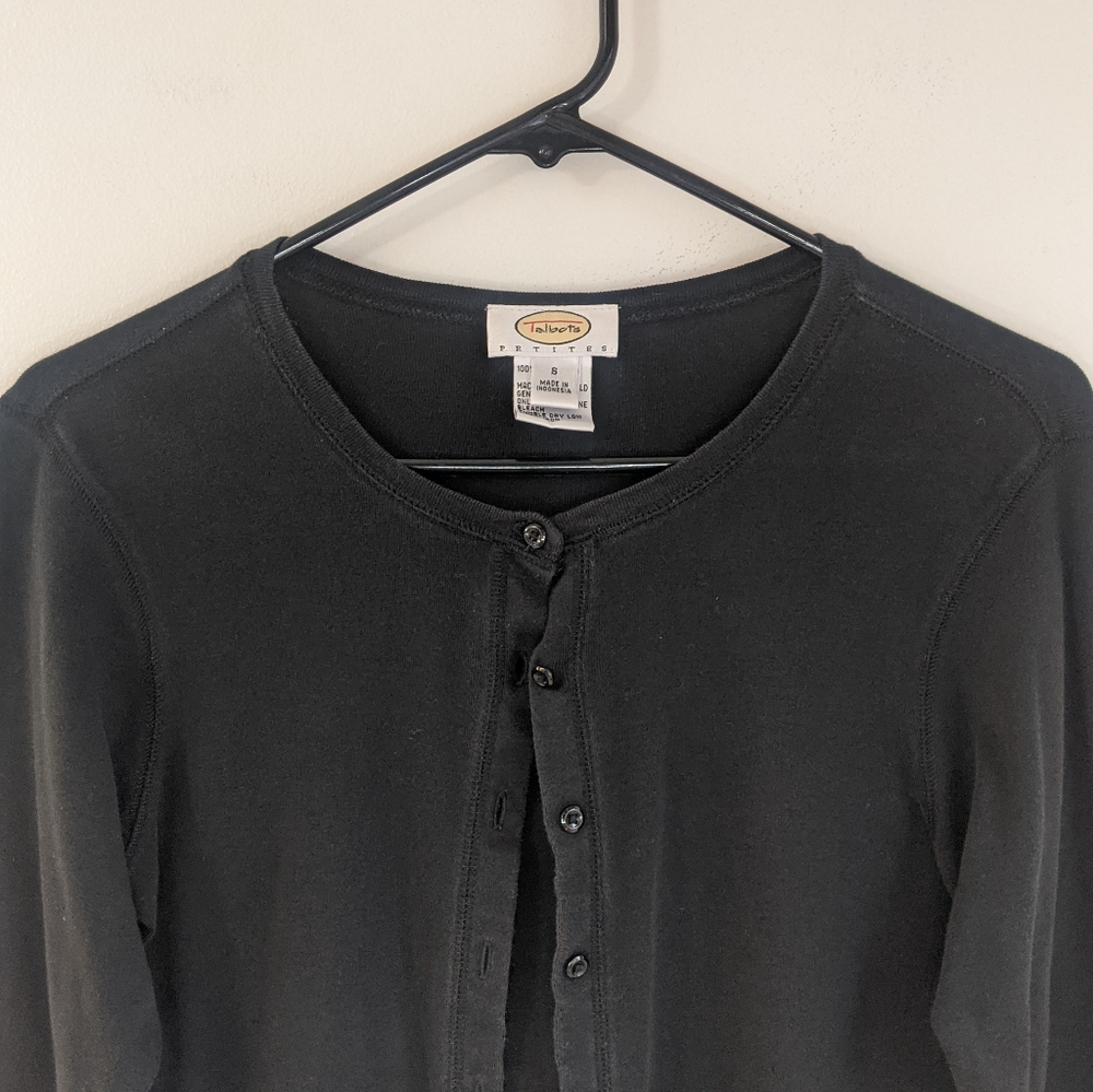 Vtg 90s Parisian Chic Basic Black Button Down 3 Q… - image 8